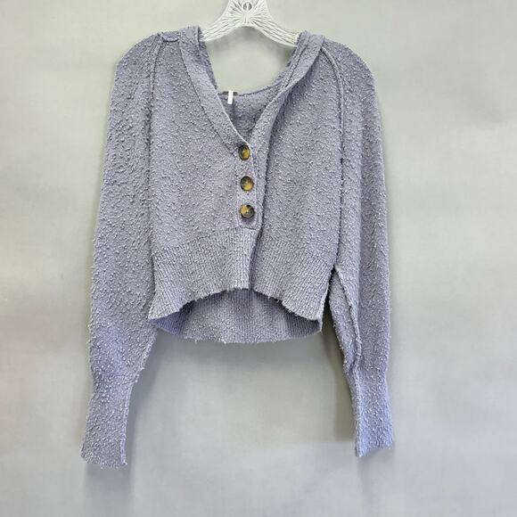 Free People Found My Friend Hoodie in Storm-lavender size Small Cropped Slouchy - Picture 3 of 15